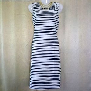 Calvin Klein Black and White Striped Sleeveless Dress Size 4